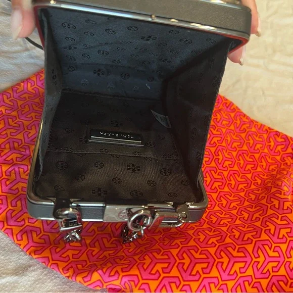 Tory Bursh Black Crystal Adele Hardshell Clutch - Picture 12 of 13